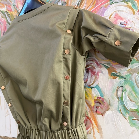 Alberto Makali Olive Green Romper with Gold Button Detail, Size S - Picture 11 of 12